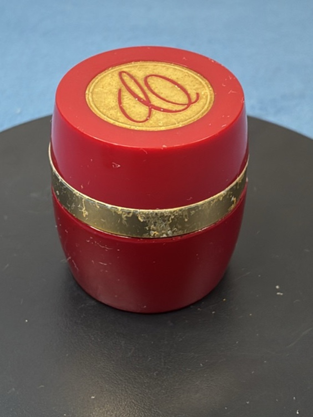 Avon Red and Gold Oval Jewelry Trinket Box